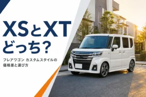 フレアワゴン カスタムスタイルのXSとXTの選び方を示すアイキャッチ