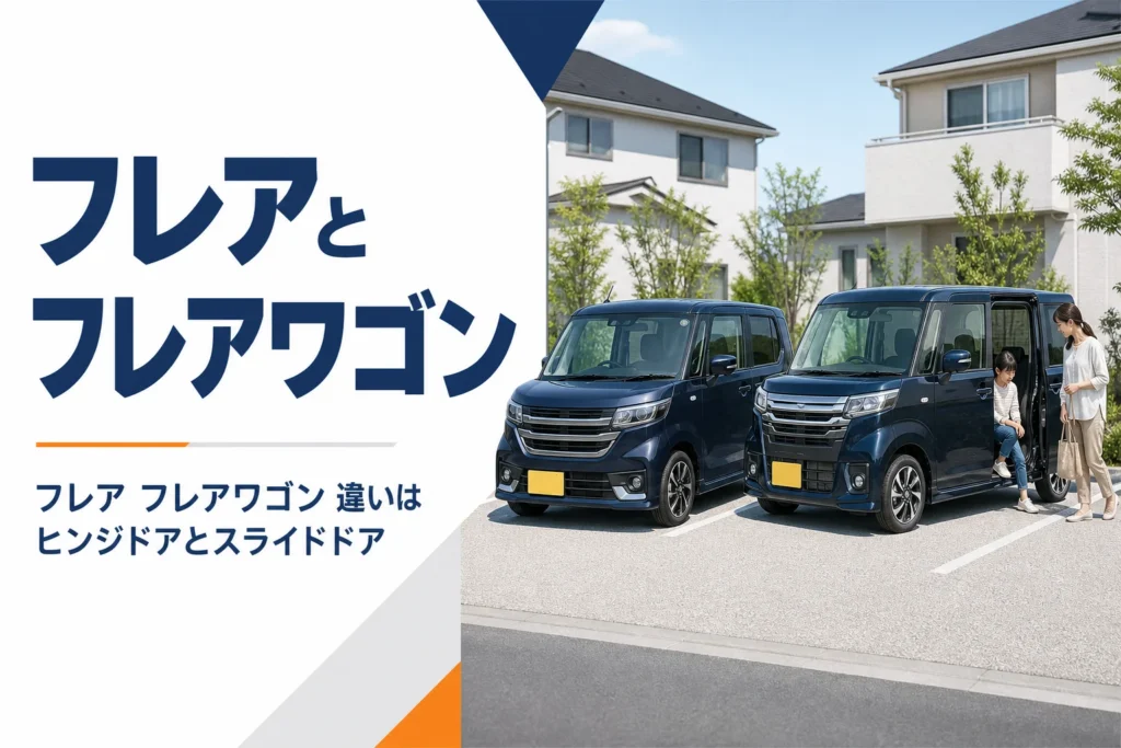 フレアとフレアワゴンのドアの違いを比べるイメージ
