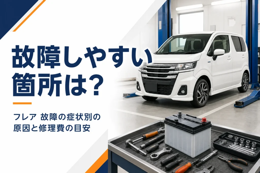 フレアの故障しやすい箇所と修理費を解説する記事のアイキャッチ
