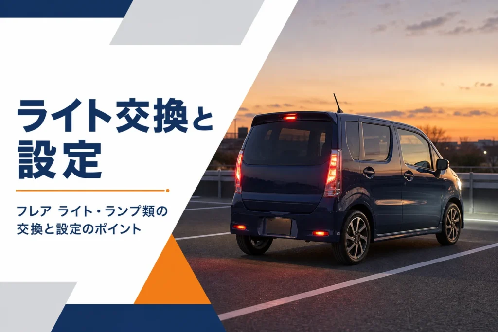 フレアのライトとランプ類の交換を解説するイメージ