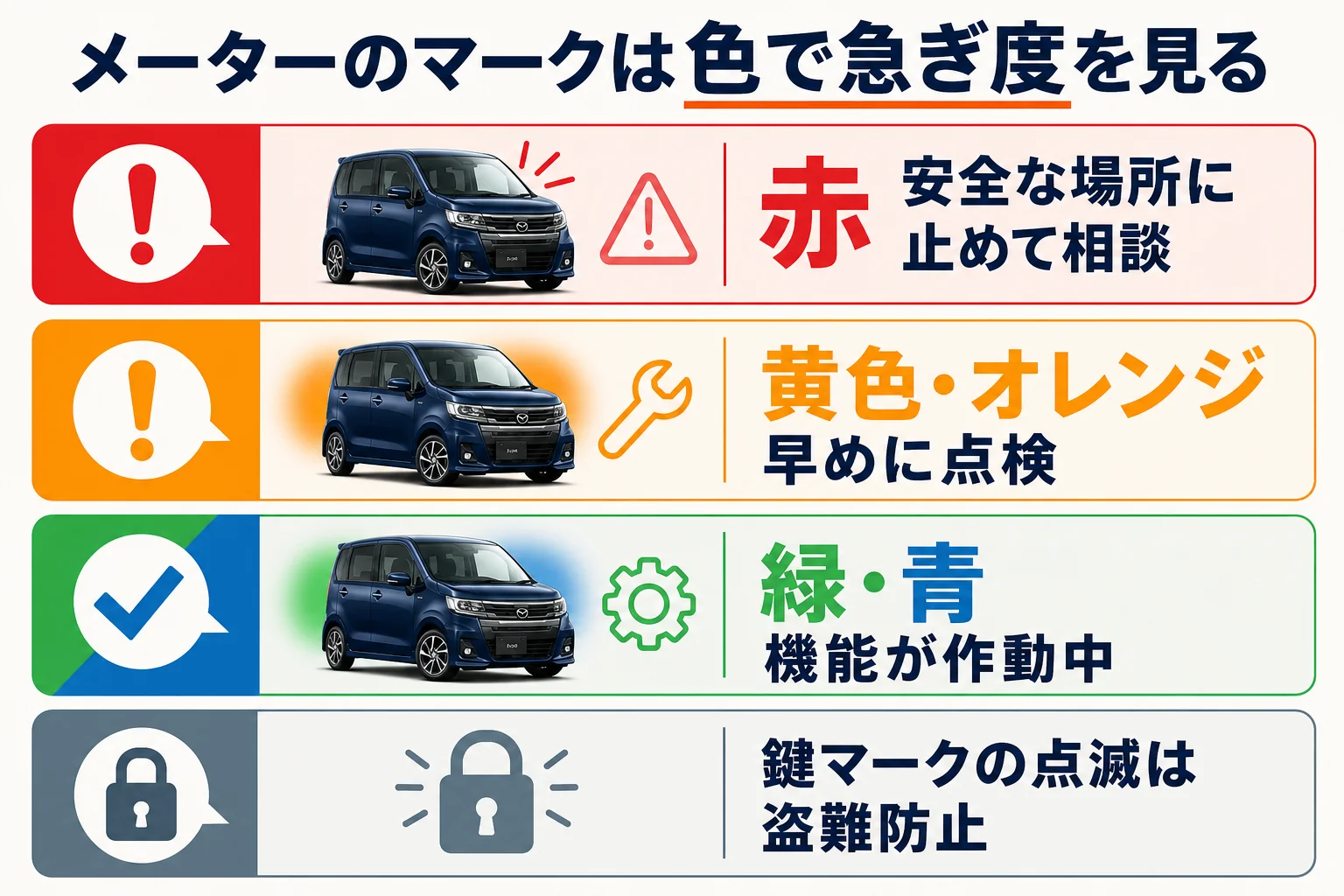 メーターのマークを色で見分ける図解