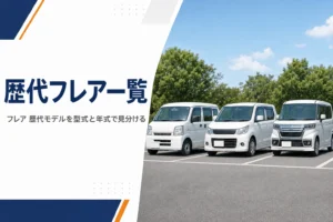 歴代のフレア系の軽自動車が並ぶイメージ